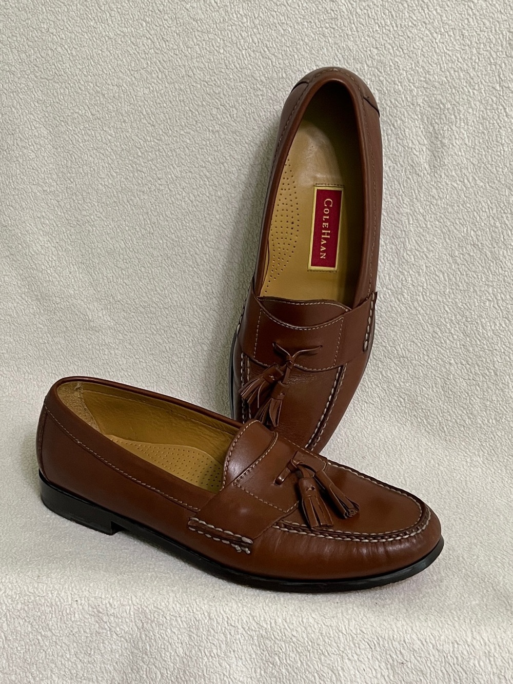 Cole Haan Men’s Tassel Loafers Cognac Leather Size 10 D Classic Dress Shoes
